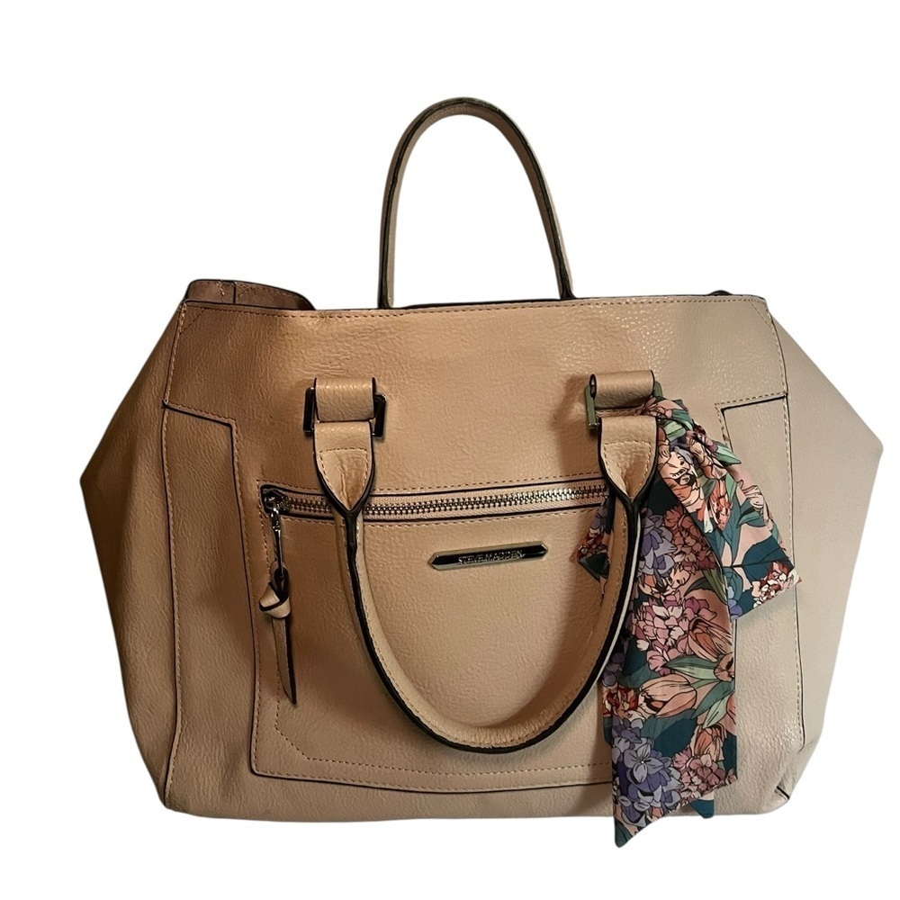 Steve Madden Blush Tote Bag + Floral Scarf + Removable Inner Bag - Picture 11 of 14
